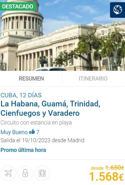 La Habana, Guamá, Trinidad, Cienfuegos y Varadero